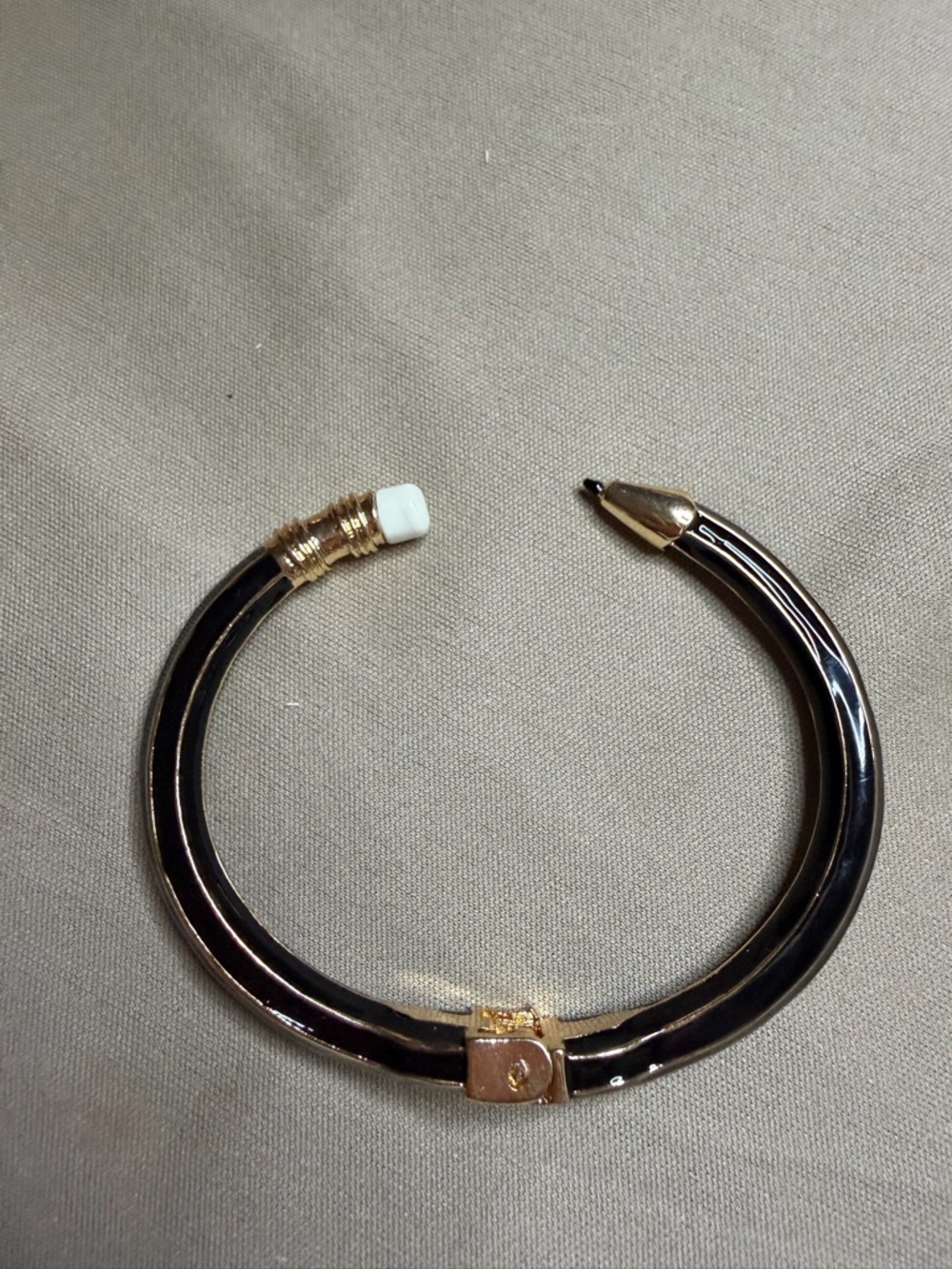 Black and Gold Enamel Bangle Bracelet